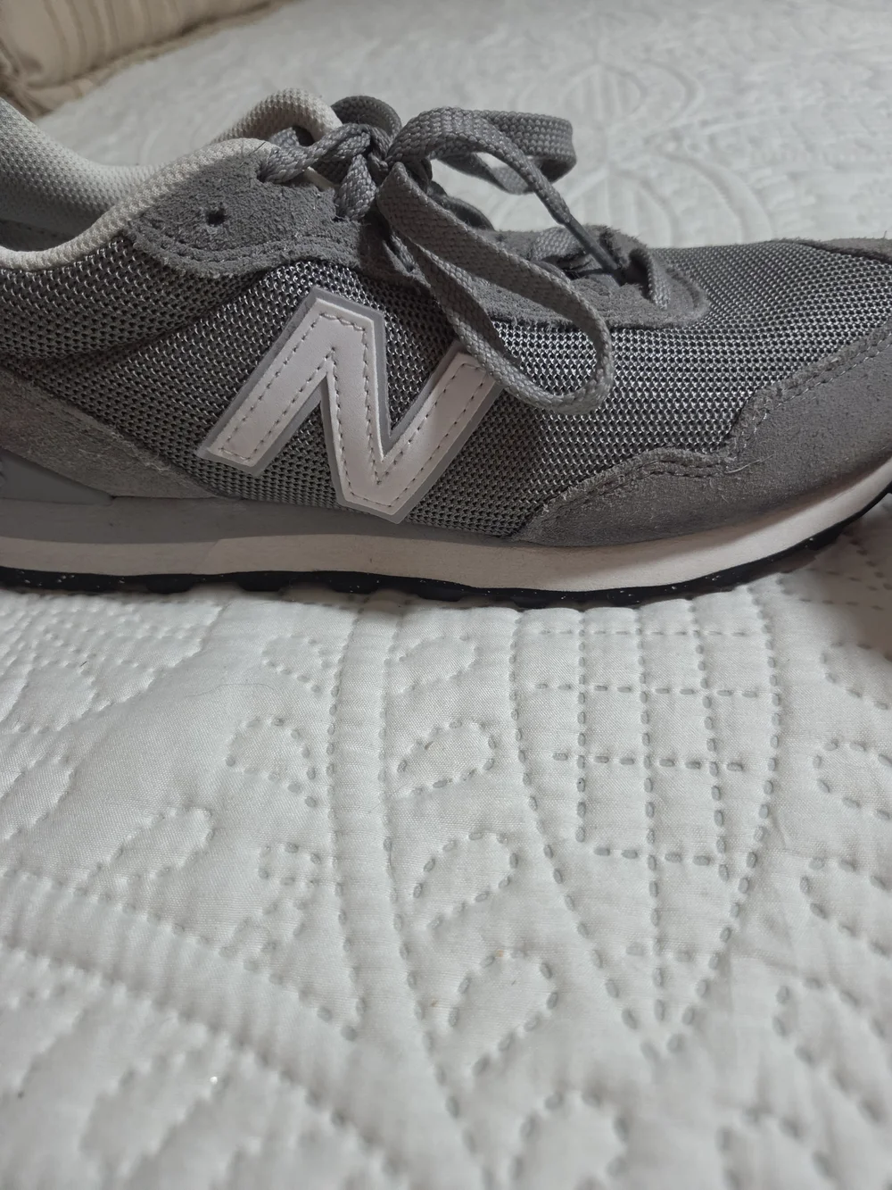 New Balance Gray Mesh & Suede Sneakers